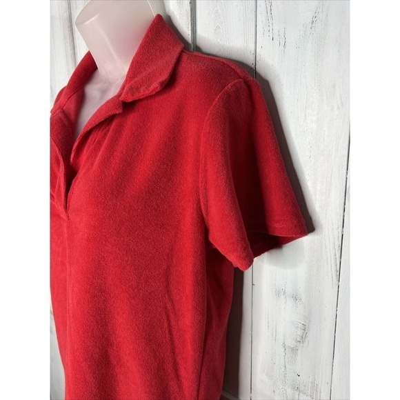 WOMENS BIRDWELL BEACH BRITCHES RED SOFT FRENCH TERRY SHORT SLEEVE POLO SHIRT L - Picture 7 of 13